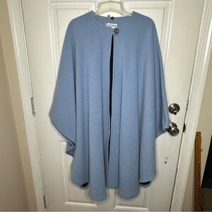 Peter James Womens Wool & Cashmere Cape Cloak One Size Light Blue Vintage